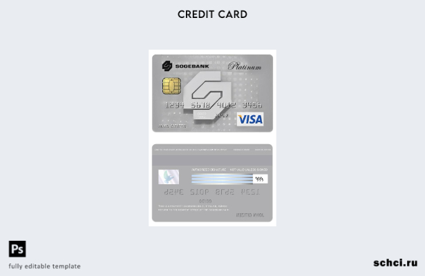 скачать в цифровом формате шаблон карты Visa Platinum для Гаити SogeBank